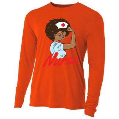 Melanin Black Nurse Clothing Gift African American Gift Cooling Performance Long Sleeve Crew