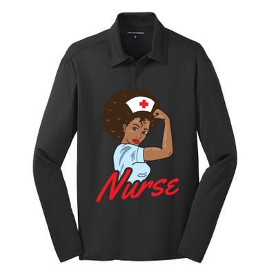 Melanin Black Nurse Clothing Gift African American Gift Silk Touch Performance Long Sleeve Polo