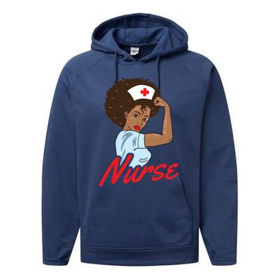 Melanin Black Nurse Clothing Gift African American Gift Performance Fleece Hoodie