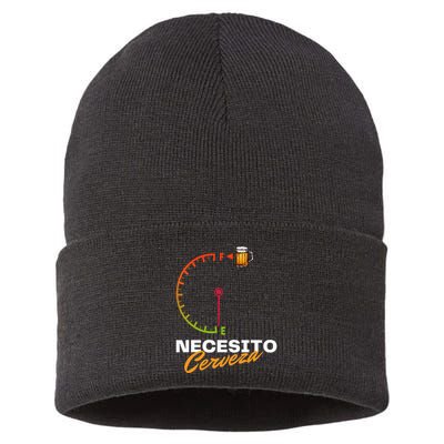 Mexican Beer Necesito Cerveza Cool Funny Sayings Beer Lover Sustainable Knit Beanie