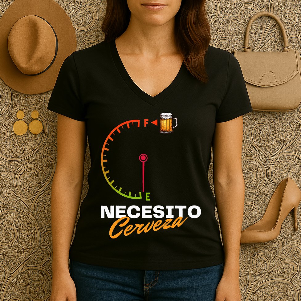 Mexican Beer Necesito Cerveza Cool Funny Sayings Beer Lover Women's V-Neck T-Shirt