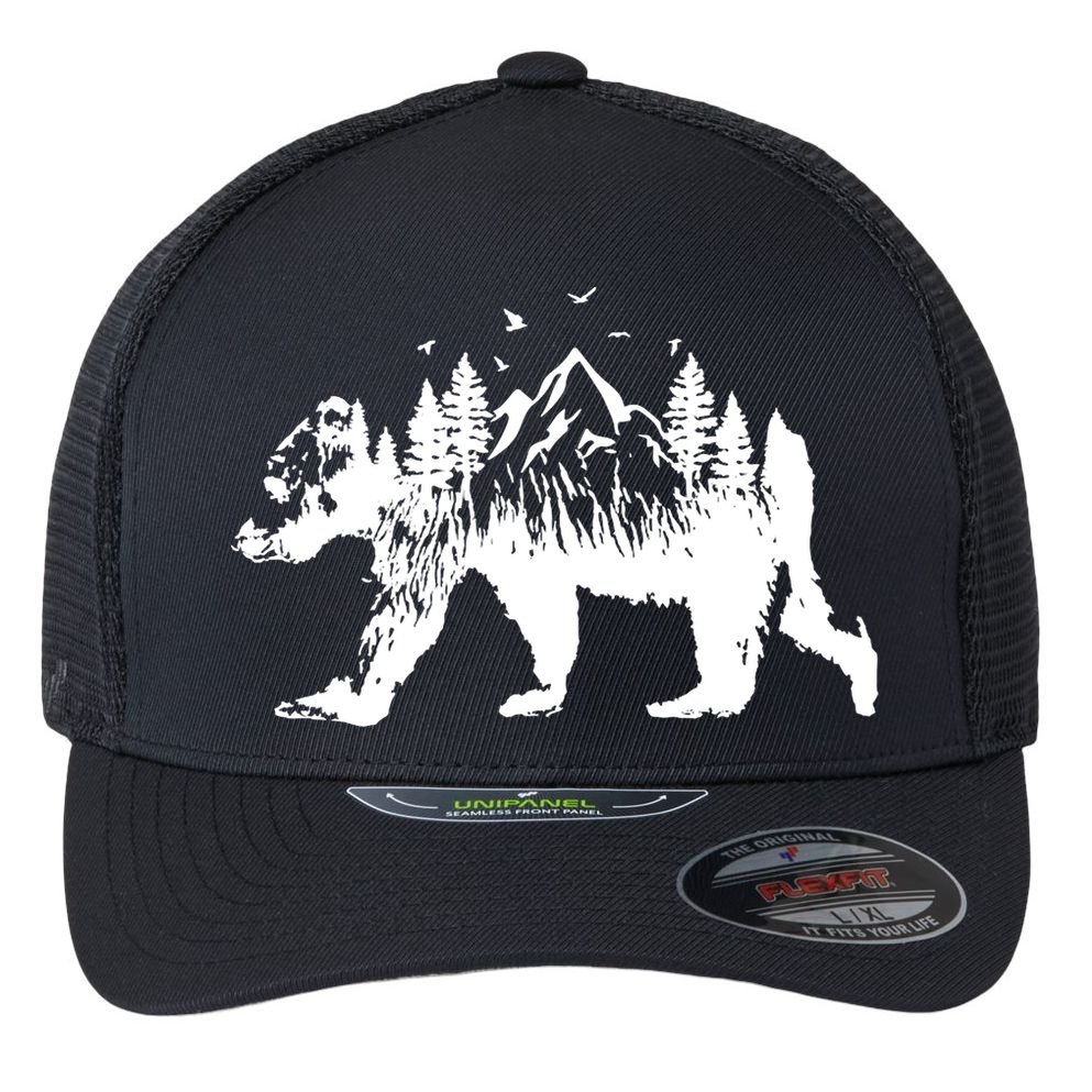 Mountain Bear Nature Flexfit Unipanel Trucker Cap