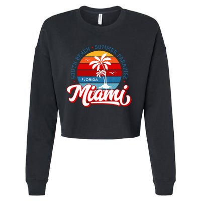 Miami Beach Novelty I Love Miami Miami Graphic Cropped Pullover Crew