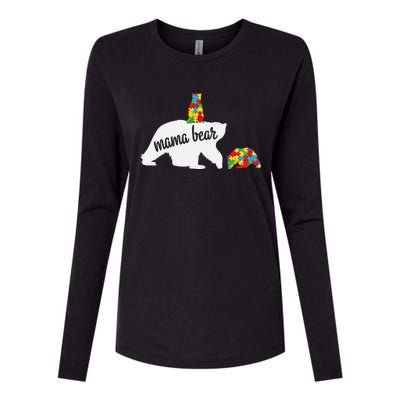 Mama Bear Of Two Warriors Autism Awareness Gift Womens Cotton Relaxed Long Sleeve T-Shirt