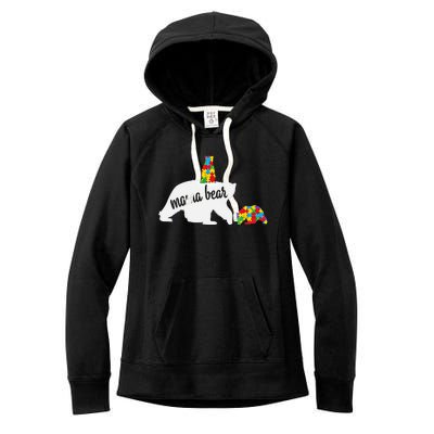 Mama Bear Of Two Warriors Autism Awareness Gift Women's Fleece Hoodie