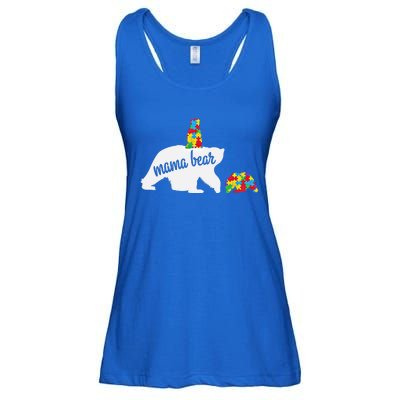 Mama Bear Of Two Warriors Autism Awareness Gift Ladies Essential Flowy Tank