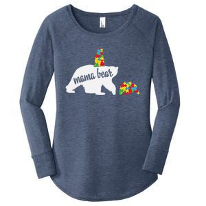 Mama Bear Of Two Warriors Autism Awareness Gift Women's Perfect Tri Tunic Long Sleeve Shirt