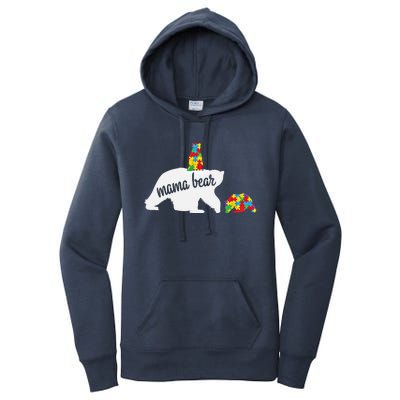 Mama Bear Of Two Warriors Autism Awareness Gift Women's Pullover Hoodie