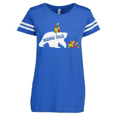 Mama Bear Of Two Warriors Autism Awareness Gift Enza Ladies Jersey Football T-Shirt