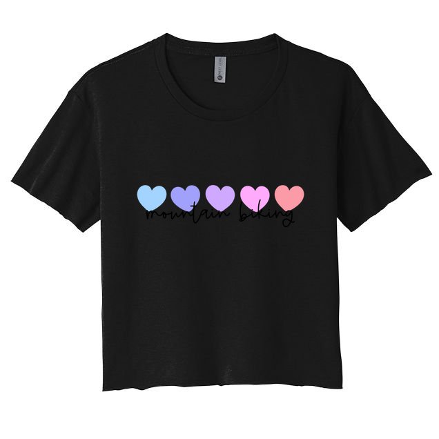 Mountain Bike Or Mountain Biking Lover Heart Mom Meaningful Gift Women's Crop Top Tee