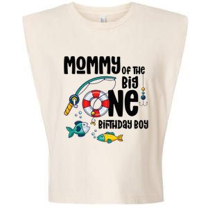 Mommy Big One 1-Year-Old  Fishing Birthday Garment-Dyed Women's Muscle Tee