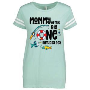 Mommy Big One 1-Year-Old  Fishing Birthday Enza Ladies Jersey Football T-Shirt