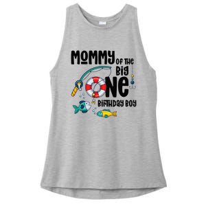 Mommy Big One 1-Year-Old  Fishing Birthday Ladies PosiCharge Tri-Blend Wicking Tank