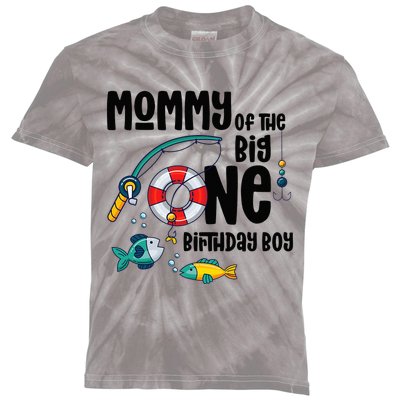 Mommy Big One 1-Year-Old  Fishing Birthday Kids Tie-Dye T-Shirt