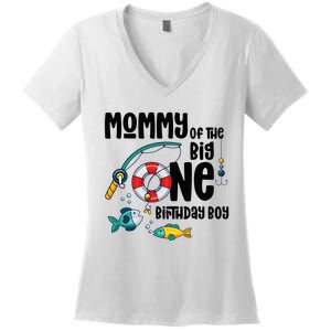 Mommy Big One 1-Year-Old  Fishing Birthday Women's V-Neck T-Shirt