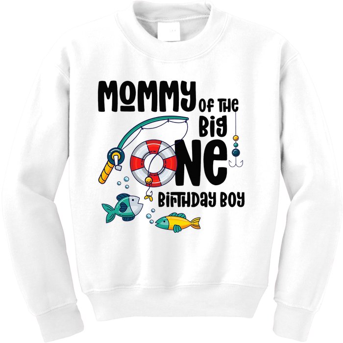 Mommy Big One 1-Year-Old  Fishing Birthday Kids Sweatshirt