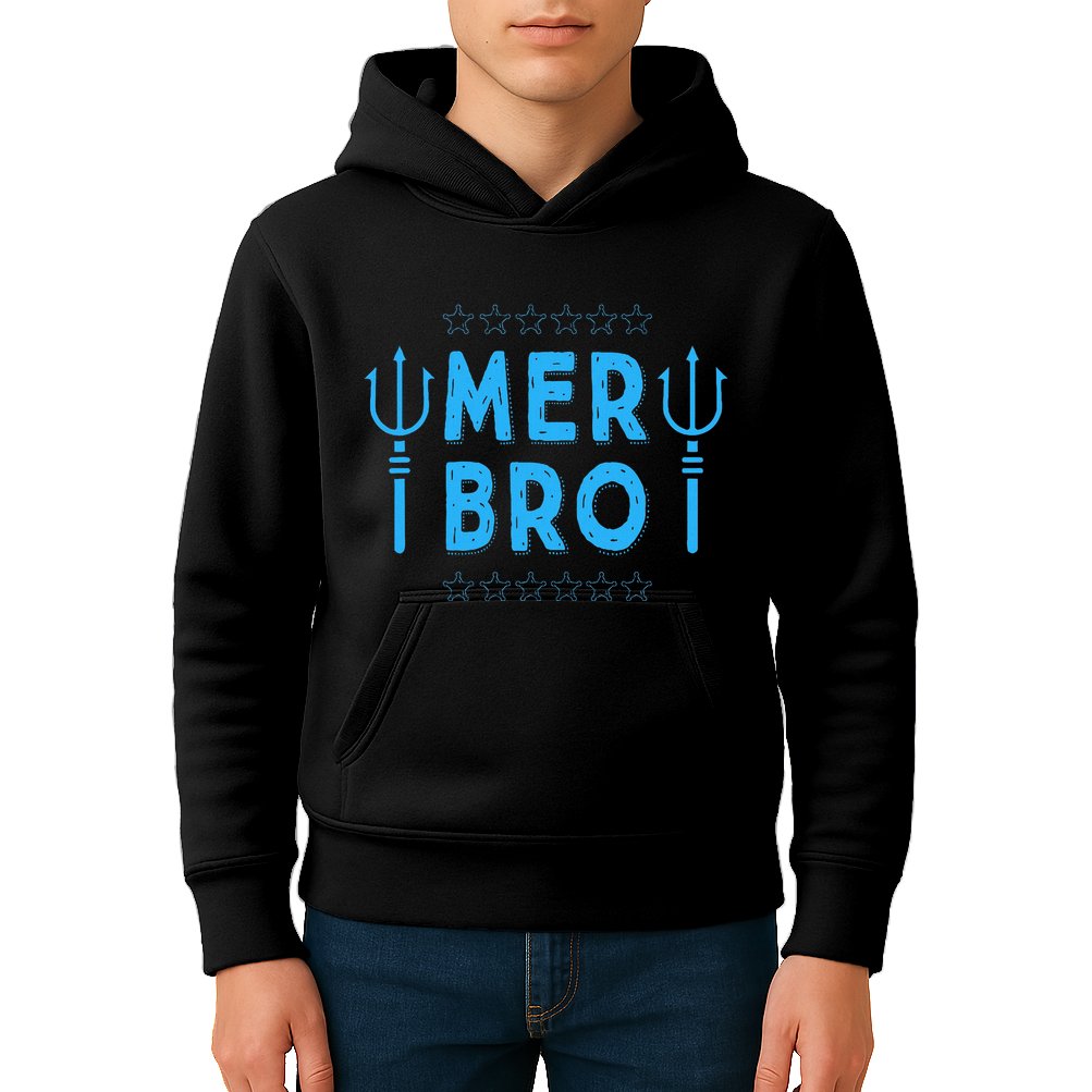 Merbro Brother Of A Mermaid Birthday Swimming Kids Hoodie