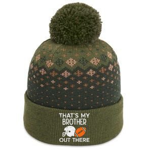 My Brother Out There American Football Family Match Sister The Baniff Cuffed Pom Beanie