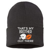 My Brother Out There American Football Family Match Sister Sustainable Knit Beanie