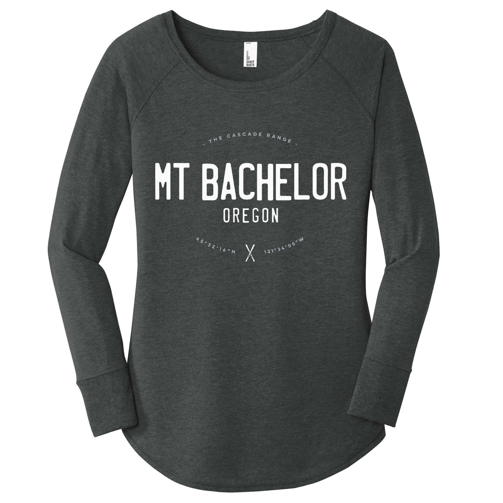 Mt. Bachelor Oregon Graphic Distressed Vintage Ski Women's Perfect Tri Tunic Long Sleeve Shirt