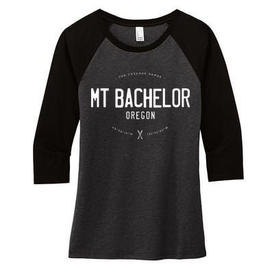 Mt. Bachelor Oregon Graphic Distressed Vintage Ski Women's Tri-Blend 3/4-Sleeve Raglan Shirt