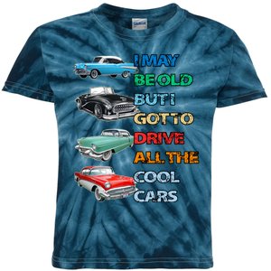 May Be Old But Got To Drive All The Cool Cars Kids Tie-Dye T-Shirt