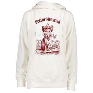 Meowdy Bachelorette Party Cowgirl Cowboy Cat Bridal Squad Womens Funnel Neck Pullover Hood