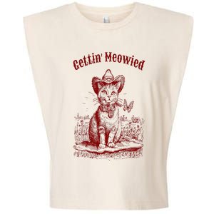 Meowdy Bachelorette Party Cowgirl Cowboy Cat Bridal Squad Garment-Dyed Women's Muscle Tee