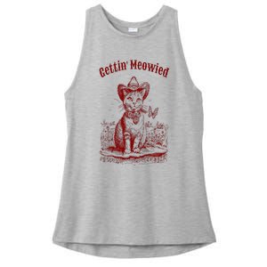 Meowdy Bachelorette Party Cowgirl Cowboy Cat Bridal Squad Ladies PosiCharge Tri-Blend Wicking Tank