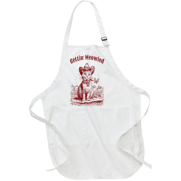 Meowdy Bachelorette Party Cowgirl Cowboy Cat Bridal Squad Full-Length Apron With Pockets