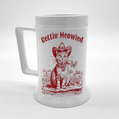 Meowdy Bachelorette Party Cowgirl Cowboy Cat Bridal Squad Beer Stein