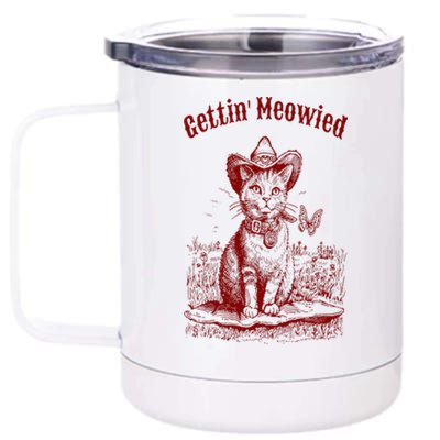 Meowdy Bachelorette Party Cowgirl Cowboy Cat Bridal Squad 12 oz Stainless Steel Tumbler Cup