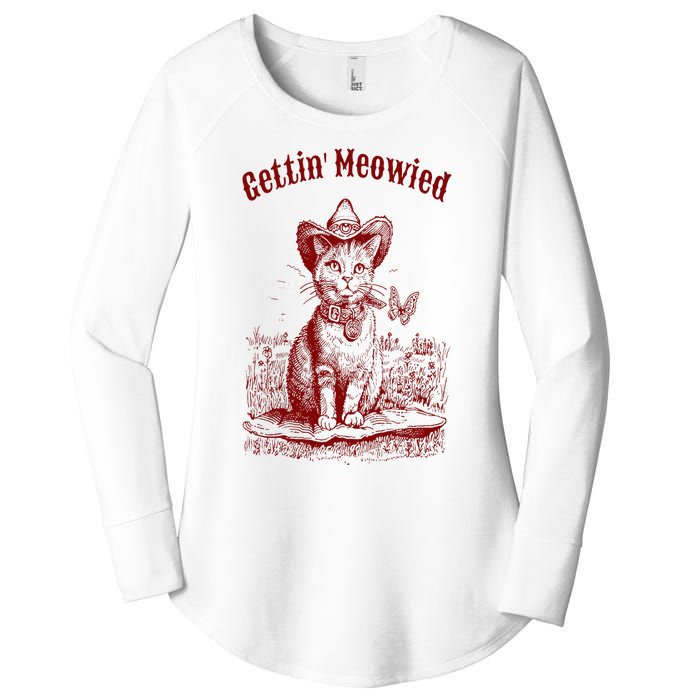 Meowdy Bachelorette Party Cowgirl Cowboy Cat Bridal Squad Women's Perfect Tri Tunic Long Sleeve Shirt