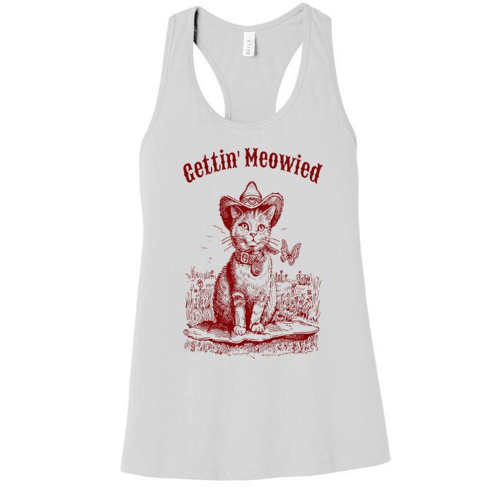 Meowdy Bachelorette Party Cowgirl Cowboy Cat Bridal Squad Women's Racerback Tank