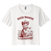 Meowdy Bachelorette Party Cowgirl Cowboy Cat Bridal Squad Women's Crop Top Tee