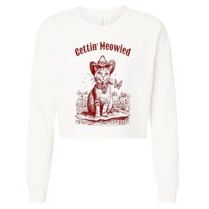 Meowdy Bachelorette Party Cowgirl Cowboy Cat Bridal Squad Cropped Pullover Crew