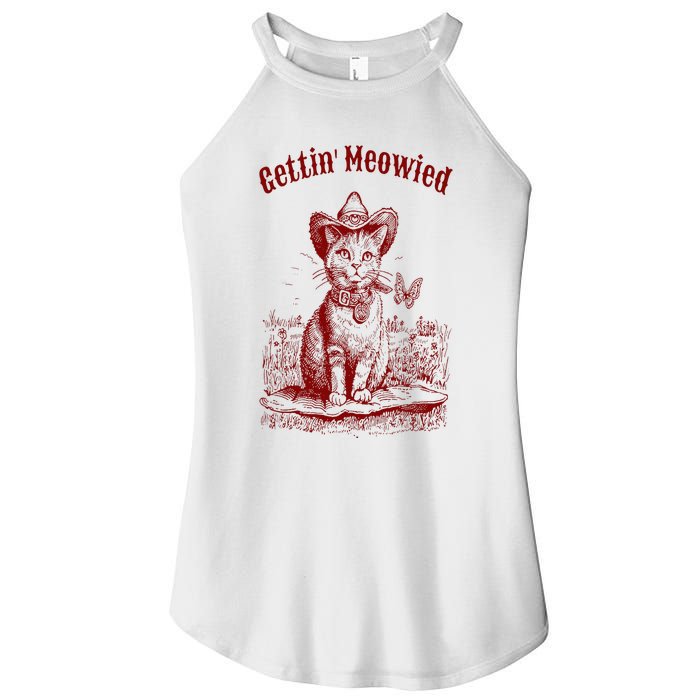 Meowdy Bachelorette Party Cowgirl Cowboy Cat Bridal Squad Women's Perfect Tri Rocker Tank