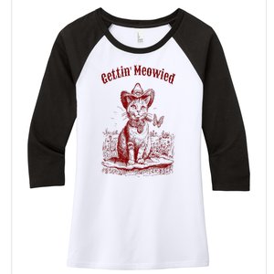 Meowdy Bachelorette Party Cowgirl Cowboy Cat Bridal Squad Women's Tri-Blend 3/4-Sleeve Raglan Shirt