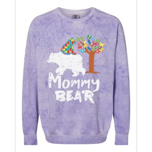 Mommy Bear Puzzle Autism Awareness Mom Mama Mother Gift Colorblast Crewneck Sweatshirt