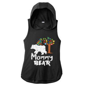 Mommy Bear Puzzle Autism Awareness Mom Mama Mother Gift Ladies PosiCharge Tri-Blend Wicking Draft Hoodie Tank