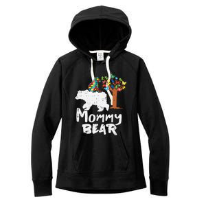 Mommy Bear Puzzle Autism Awareness Mom Mama Mother Gift Women's Fleece Hoodie