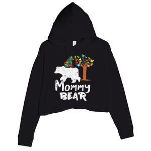 Mommy Bear Puzzle Autism Awareness Mom Mama Mother Gift Crop Fleece Hoodie