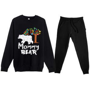 Mommy Bear Puzzle Autism Awareness Mom Mama Mother Gift Premium Crewneck Sweatsuit Set