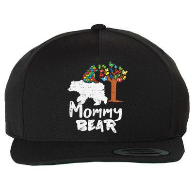 Mommy Bear Puzzle Autism Awareness Mom Mama Mother Gift Wool Snapback Cap