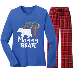 Mommy Bear Puzzle Autism Awareness Mom Mama Mother Gift Women's Long Sleeve Flannel Pajama Set 