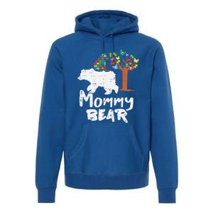 Mommy Bear Puzzle Autism Awareness Mom Mama Mother Gift Premium Hoodie