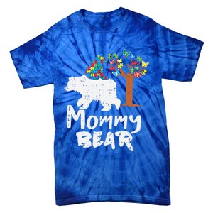 Mommy Bear Puzzle Autism Awareness Mom Mama Mother Gift Tie-Dye T-Shirt