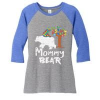 Mommy Bear Puzzle Autism Awareness Mom Mama Mother Gift Women's Tri-Blend 3/4-Sleeve Raglan Shirt