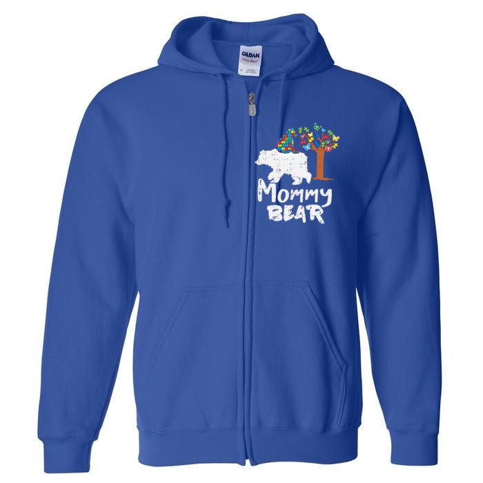 Mommy Bear Puzzle Autism Awareness Mom Mama Mother Gift Full Zip Hoodie