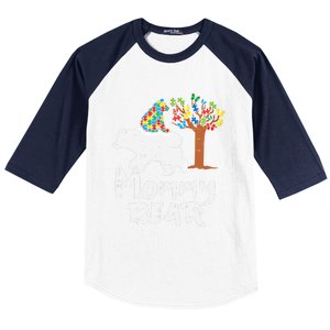 Mommy Bear Puzzle Autism Awareness Mom Mama Mother Gift Baseball Sleeve Shirt